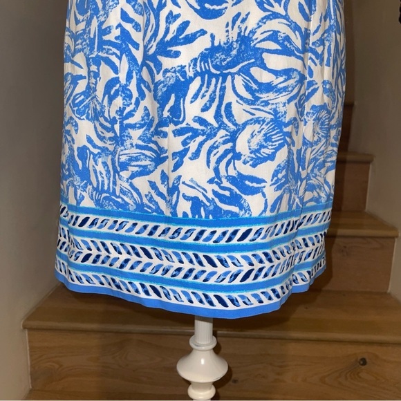 Lily Pulitzer Fiesta Stretch Dress Blue & White Key Hole Back Preppy Resort Wear - Picture 13 of 13
